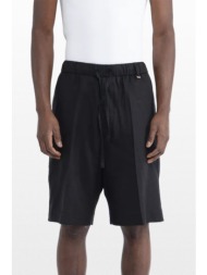i`m brian ανδρικό μαύρο linen drawstring bermuda shorts