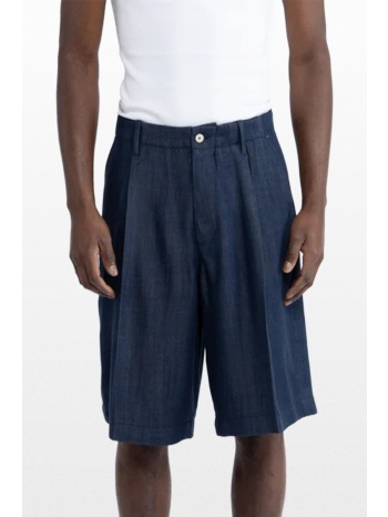 i`m brian ανδρικό μπλε denim effect bermuda shorts