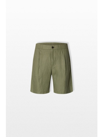 selected homme ανδρικό χακί linen shorts