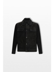 salvatore santoro ανδρικό μαύρο button up leather jacket