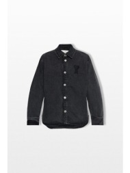ami paris ανδρικό μαύρο knitted ami de coeur overshirt
