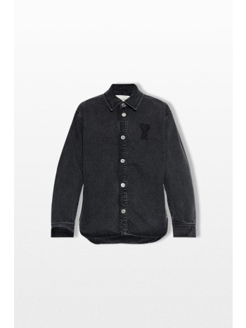 ami paris ανδρικό μαύρο knitted ami de coeur overshirt