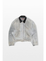 acne studios ανδρικό λευκό faded denim bomber jacket