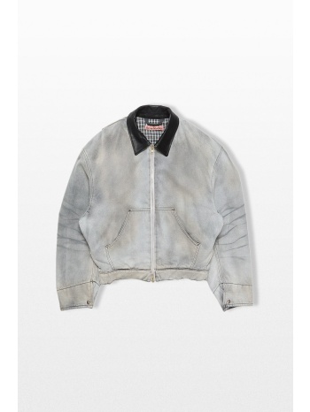 acne studios ανδρικό λευκό faded denim bomber jacket