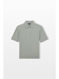 reiss ανδρικό γκρι half-button polo shirt