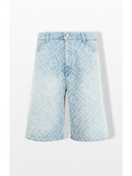 casablanca ανδρικό μπλε monogram beaded denim shorts
