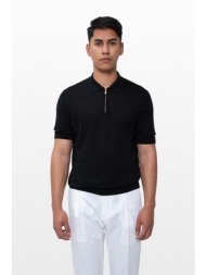+39masq ανδρικό μαύρο zipped polo t-shirt