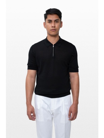 +39masq ανδρικό μαύρο zipped polo t-shirt