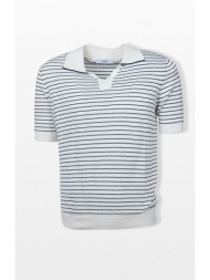 +39masq ανδρικό λευκό striped polo t-shirt