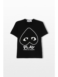 comme des garçons play ανδρικό μαύρο logo print t-shirt