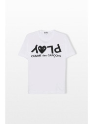comme des garçons play ανδρικό λευκό logo print t-shirt