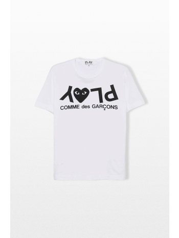comme des garçons play ανδρικό λευκό logo print t-shirt