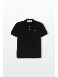 comme des garçons play ανδρικό μαύρο applique logo polo t-shirt