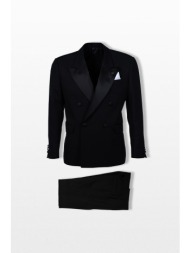 lardini ανδρικό μαύρο double breasted shawl lapel suit