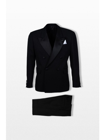 lardini ανδρικό μαύρο double breasted shawl lapel suit