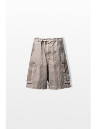 maison mihara yasuhiro ανδρικό γκρι damaged cargo shorts pants