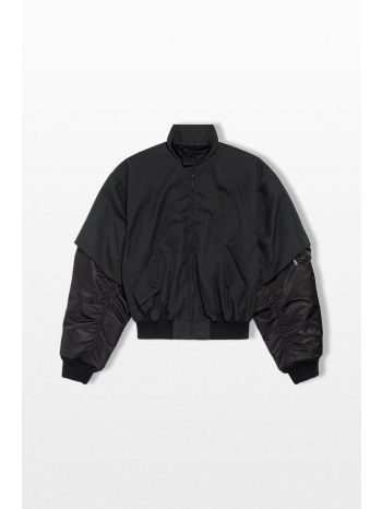 balenciaga ανδρικό μαύρο hybrid harrington jacket