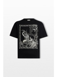 etro ανδρικό μαύρο placed print t-shirt