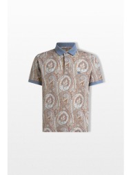 etro ανδρικό γκρι arnica motif polo shirt