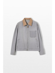 solid homme ανδρικό γκρι collared denim jacket