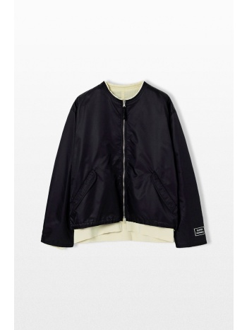 solid homme ανδρικό μαύρο layered collarless jacket