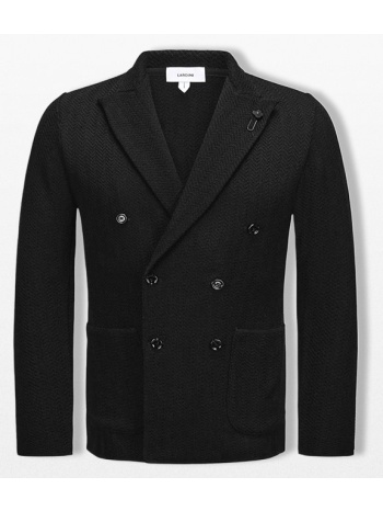 lardini ανδρικό μαύρο double-breasted knit blazer σε προσφορά
