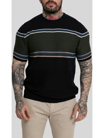 ανδρικό μπλε panel stripe knit t-shirt/dark navy blue σε προσφορά