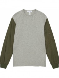 ανδρικό γκρι long sleeve t-shirt with ma-1 contrast sleeves in grey comme des garçons shirt