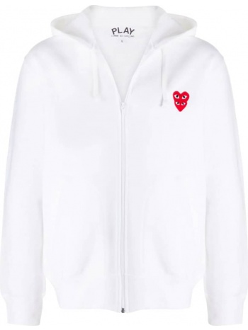 ανδρικό λευκό embroidered heart zip-front hoodie comme des