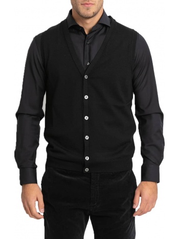 ανδρικό μαύρο knitted wool waistcoat/black 39masq