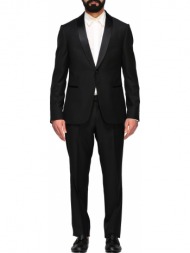 ανδρικό μαύρο single-breasted two-piece wool suit z zegna