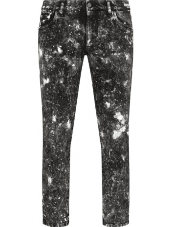 ανδρικό μαύρο cropped bleach-effect distressed jeans dolce