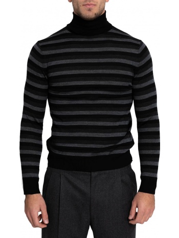 ανδρικό μαύρο knitted striped jumper obvious σε προσφορά