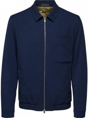 ανδρικό μπλε zipped shirt jacket selected homme σε προσφορά