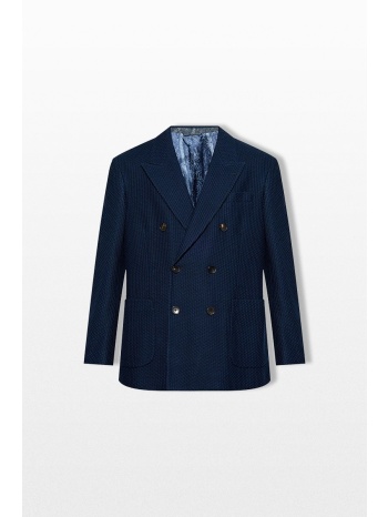 etro ανδρικό μπλε double breasted tailored blazer