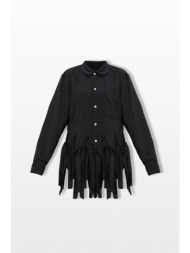 black comme des garçons ανδρικό μαύρο fringed shirt