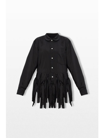 black comme des garçons ανδρικό μαύρο fringed shirt