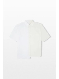 maison margiela ανδρικό λευκό two-tone poplin shirt