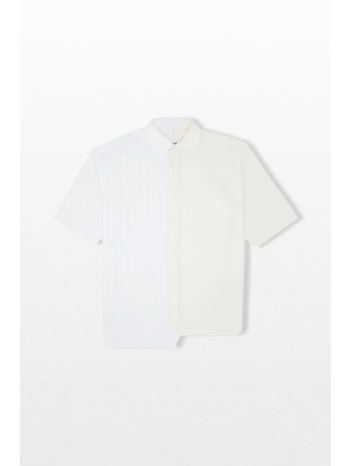 maison margiela ανδρικό λευκό two-tone poplin shirt