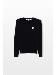 comme des garçons play ανδρικό μπλε heart embroidered sweater