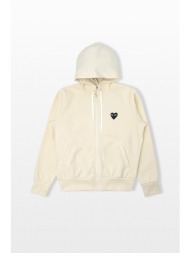 comme des garçons play ανδρικό μπεζ full zip hoodie