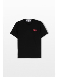comme des garçons play ανδρικό μαύρο double heart logo t-shirt