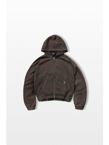 represent ανδρικό καφέ initial boxy zip through hoodie