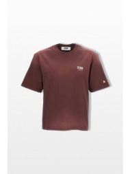 golden goose ανδρικό καφέ printed logo t-shirt