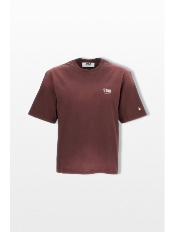 golden goose ανδρικό καφέ printed logo t-shirt