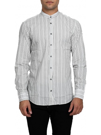 ανδρικό λευκό white pinstripe long-sleeved shirt bastoncino