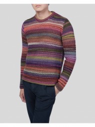 ανδρικό πολύχρωμο multicolor ribbed knit sweater pasini