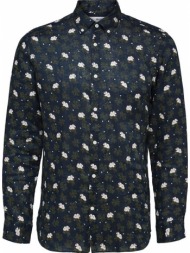 ανδρικό πολύχρωμο button-down formal linen shirt selected homme
