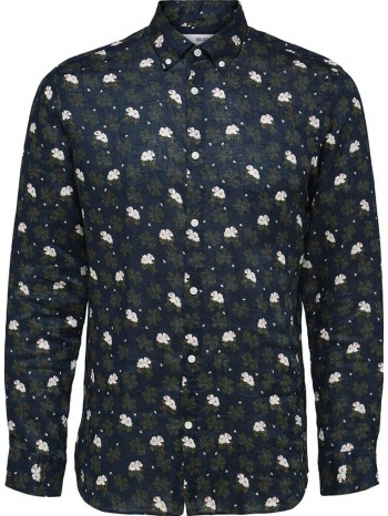 ανδρικό πολύχρωμο button-down formal linen shirt selected σε προσφορά