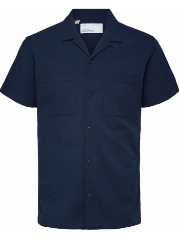 ανδρικό μπλε resort seersucker shirt/navy selected homme